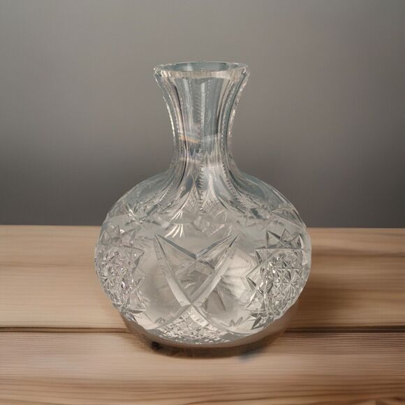 Crystal Carafe Vintage Vase Diamond Zipper Cut Decanter Clear - Picture 1 of 11
